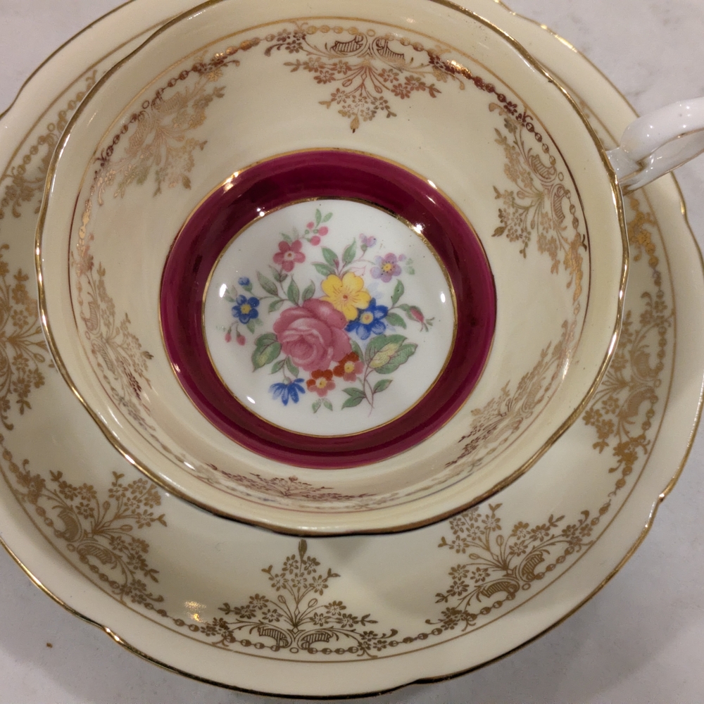 Vintage Royal Grafton Fine Bone China Floral Teacup and Saucer
